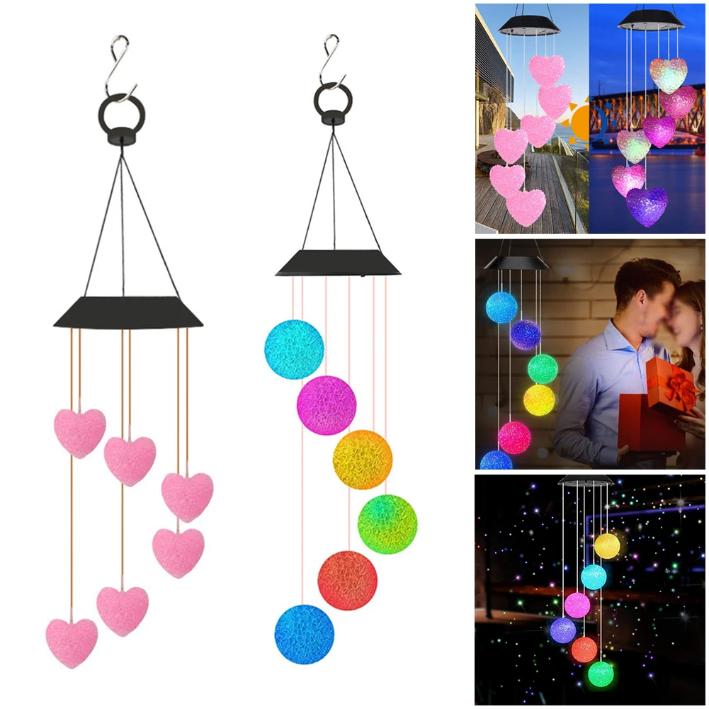 Solar Powered Wind Chime Light Color Changing LED Wind Bell Lamp Colorful Love Heart Decor Windbell For Outdoor Garden Yard
Solar Powered Wind Chime Light Color Changing LED Wind Bell Lamp Colorful Love Heart Decor Windbell For Outdoor Garden Yard