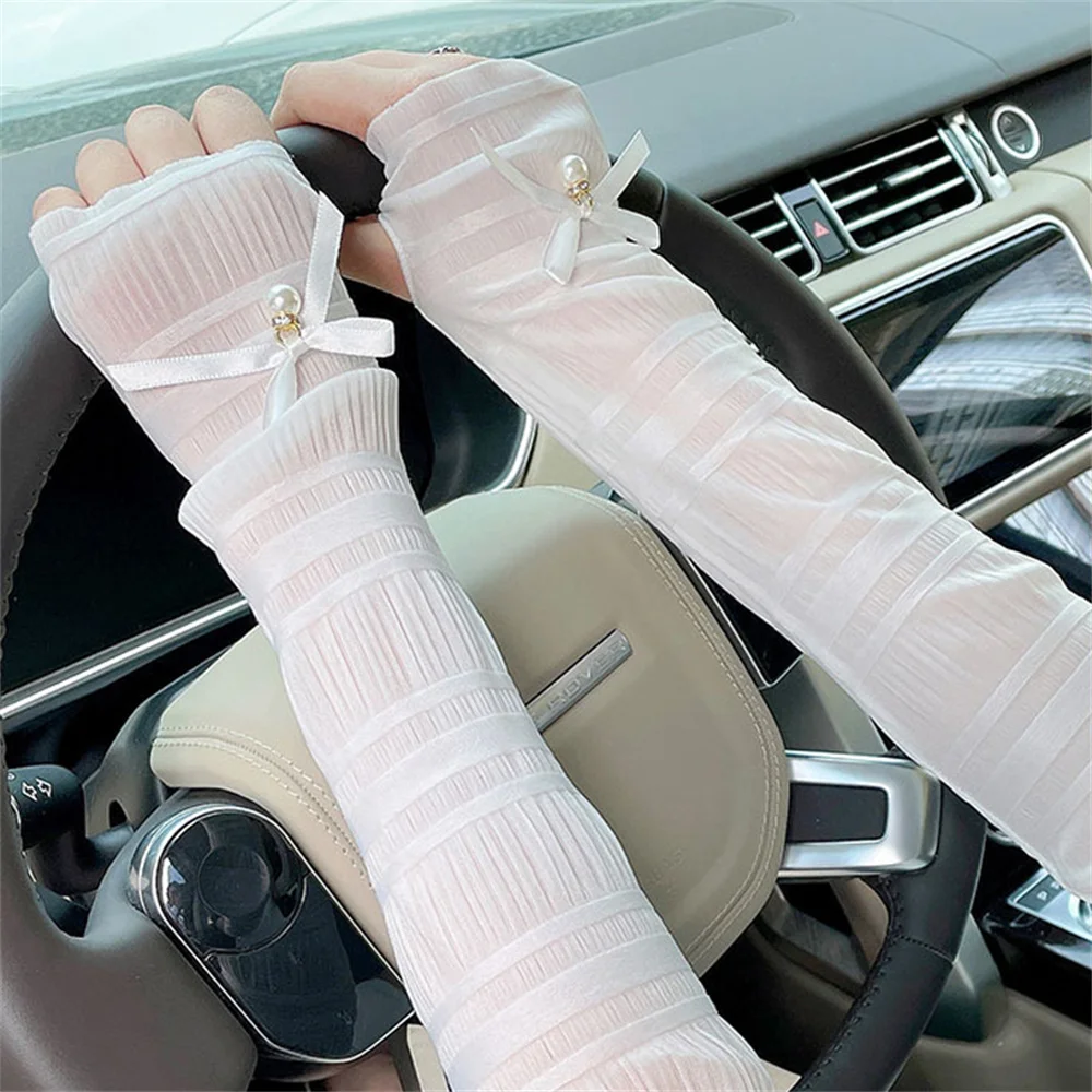 Sunscreen Lace Sleeve Summer Women'S Driving Gloves Solid Colour Pearl Fingerless Arm Sleeve Outdoor Cycling Cooling Gloves
Sunscreen Lace Sleeve Summer Women'S Driving Gloves Solid Colour Pearl Fingerless Arm Sleeve Outdoor Cycling Cooling Gloves