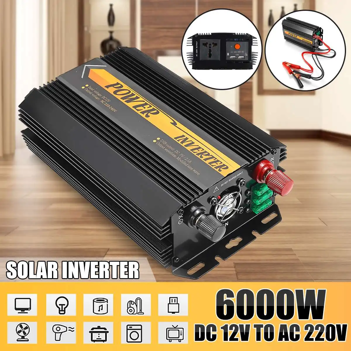 6000W Car Power Inverter 12V 220V Converter Auto Charger Converter Adapter Modified Sine Wave EU Socket Power Solar Inverter
6000W Car Power Inverter 12V 220V Converter Auto Charger Converter Adapter Modified Sine Wave EU Socket Power Solar Inverter