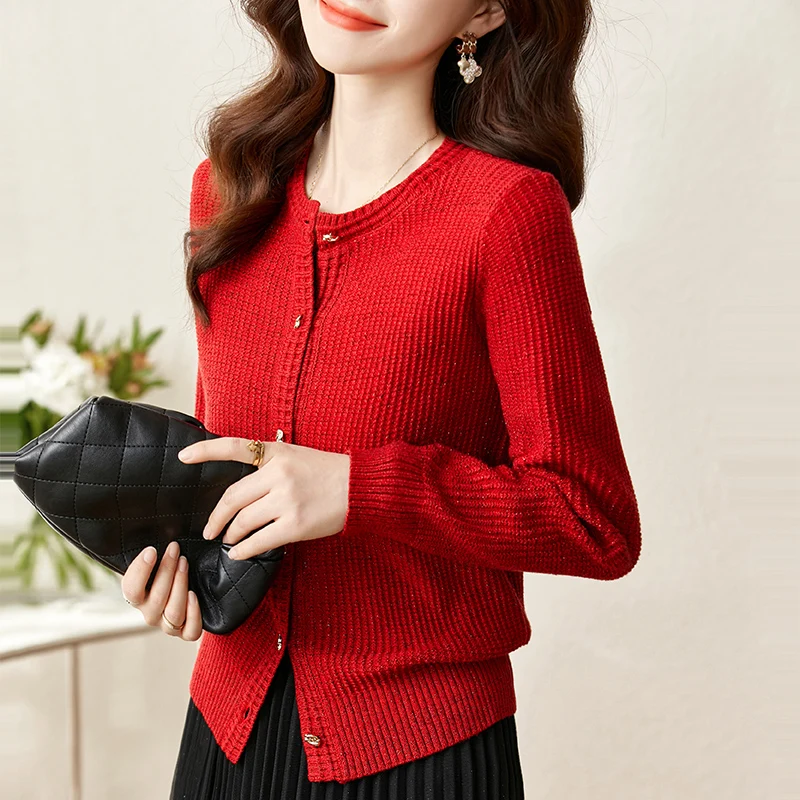 Vimly Sweater Cardigan Women 2022 Winter Vintage Red Single Breasted O Neck Long Sleeve Tops Knitwear Female Clothing 71289 
Vimly Sweater Cardigan Women 2022 Winter Vintage Red Single Breasted O Neck Long Sleeve Tops Knitwear Female Clothing 71289