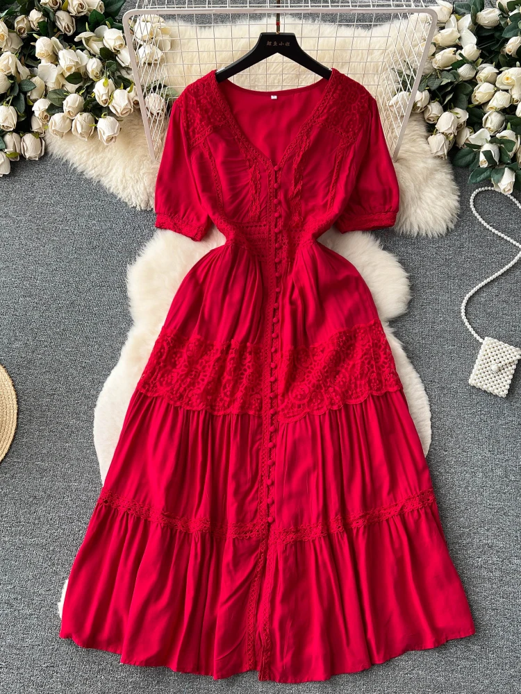 Aibeautyer New Vintage Spring Summer Solid Slim Short Lady Dress A Line V Neck Chiffon Pullover Mid-Calf Women Dresses
Aibeautyer New Vintage Spring Summer Solid Slim Short Lady Dress A Line V Neck Chiffon Pullover Mid-Calf Women Dresses