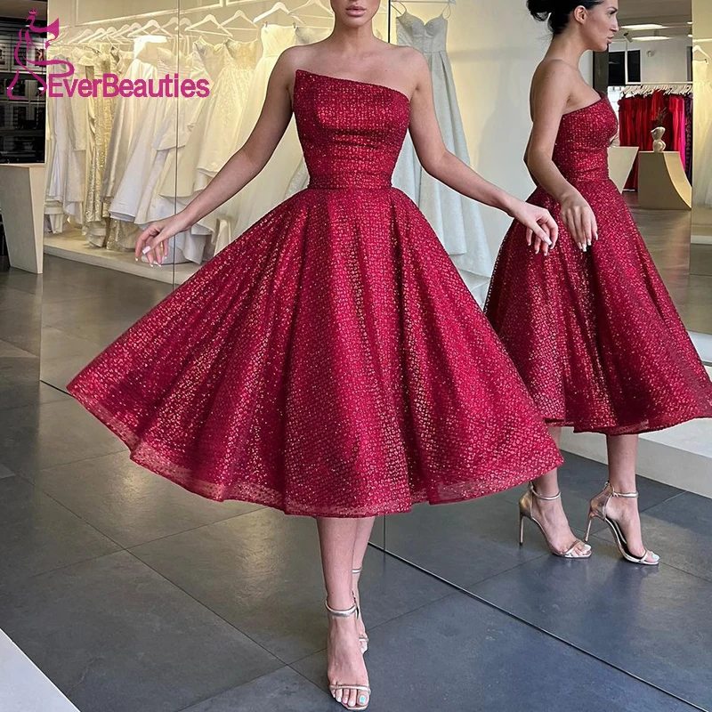 Glittery Sequins Women's Prom Dresses Burgundy Evening Dresses Vestidos De Gala Tea-Length Elegant Dress Women for Wedding Party
Glittery Sequins Women's Prom Dresses Burgundy Evening Dresses Vestidos De Gala Tea-Length Elegant Dress Women for Wedding Party