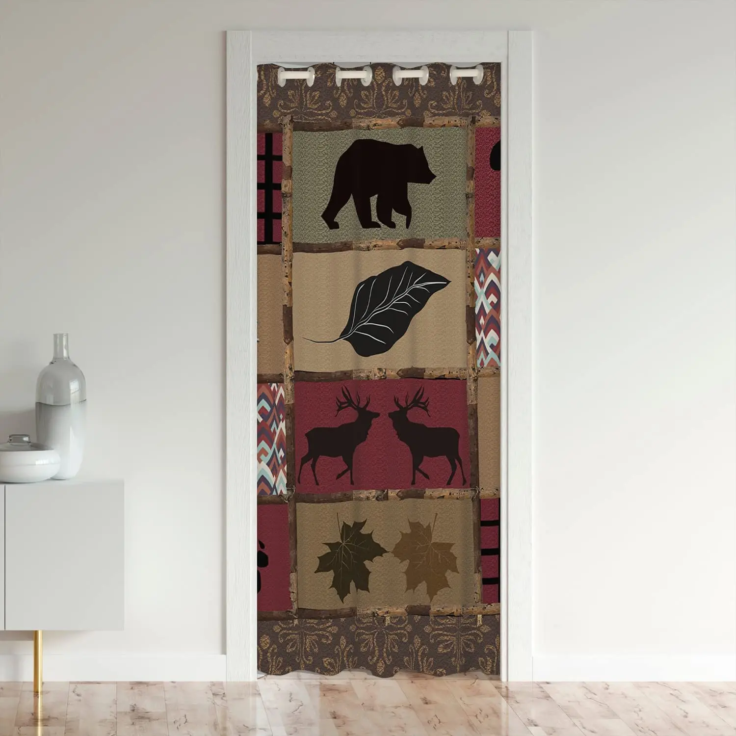 

Занавески на дверь с изображением коричневого медведя, кленового листа, оленя, занавески для двери, шкафа, занавески для кафе, больницы, кухни, затемняющие термальные изолированные двери