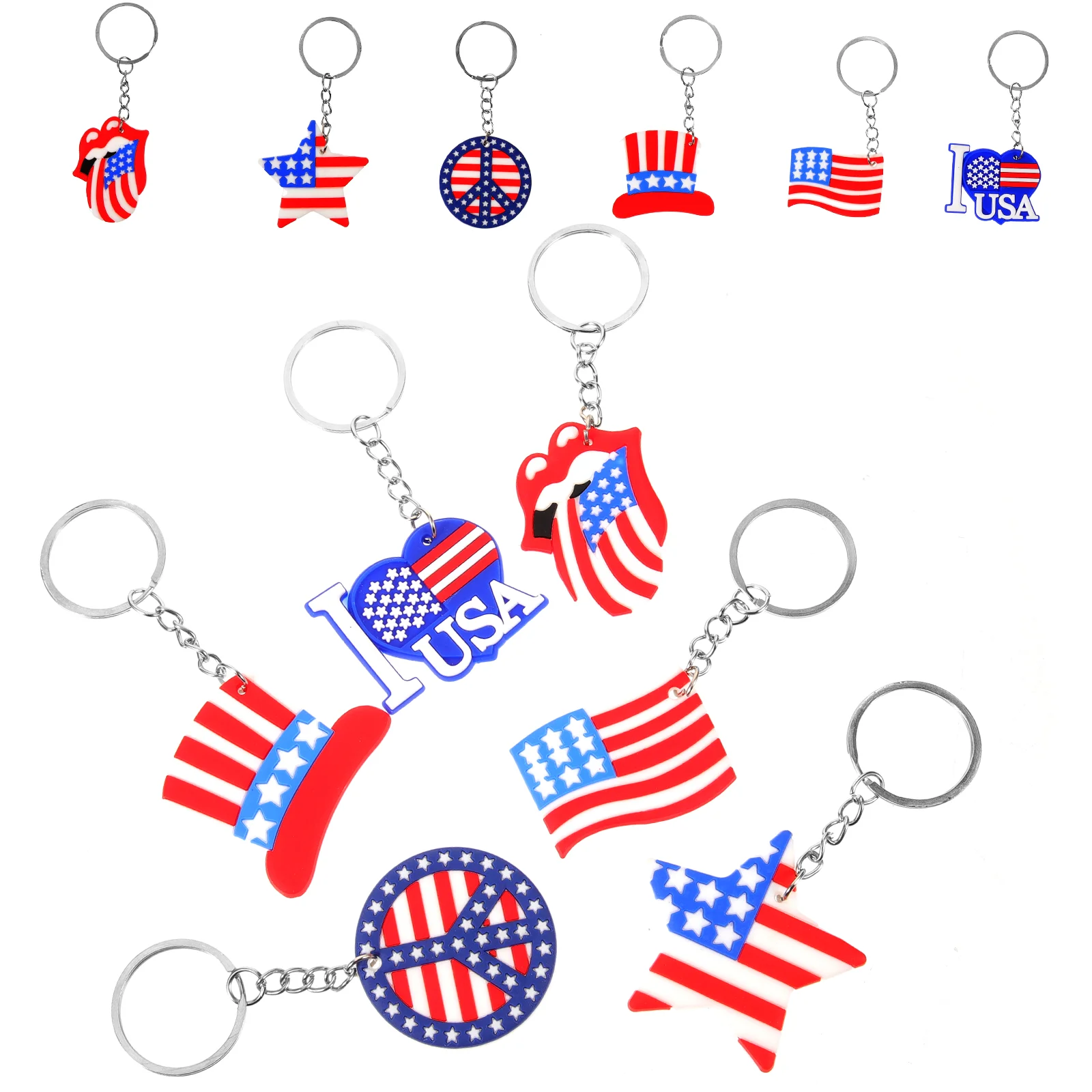 12pcs Metal Keychains American Flag Keyrings Purse Hanging Decorative Pendants
12pcs Metal Keychains American Flag Keyrings Purse Hanging Decorative Pendants