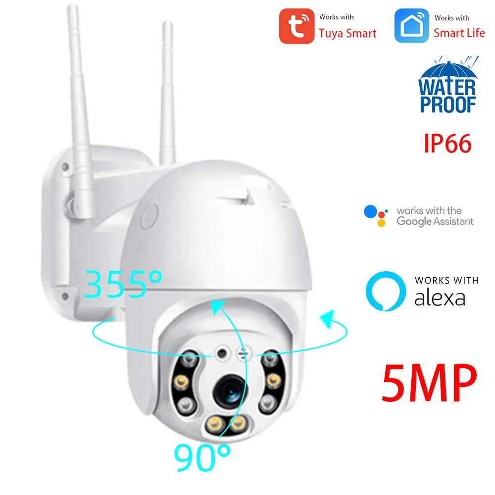5MP Tuya Smart IP66 Outdoor PTZ Wireless WiFi Security CCTV Surveillance Camera Alexa Google with White Light Color Night Vision
5MP Tuya Smart IP66 Outdoor PTZ Wireless WiFi Security CCTV Surveillance Camera Alexa Google with White Light Color Night Vision
