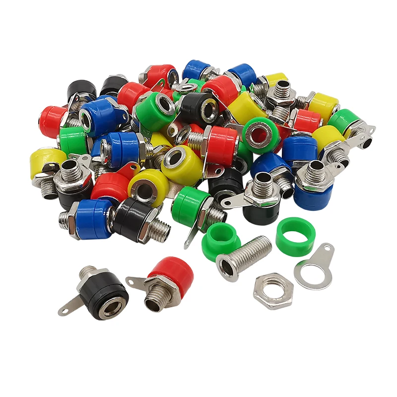 25Pcs/lot 4mm Banana Socket Female Binding Post Plug DIY Test Terminal Adapter Bananas Nut Panel Mount Connector 5 Color
25Pcs/lot 4mm Banana Socket Female Binding Post Plug DIY Test Terminal Adapter Bananas Nut Panel Mount Connector 5 Color