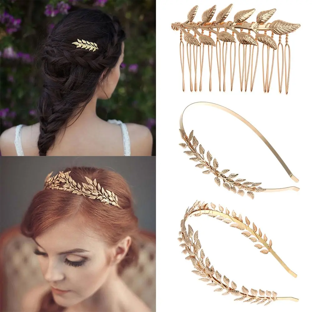 

Hair accessories Tiara Headwear Hair Combs Wedding Hair Crown Metal Gold Leaf Bride Headbands Leaves Hair Bands
