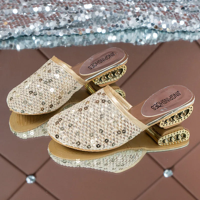 Sequined Mesh Slippers Women's Rhinestone Heel Mules Shoes 2022 Ladies Comfort Sandals Fashion Lazy Slippers zapatos de mujer
Sequined Mesh Slippers Women's Rhinestone Heel Mules Shoes 2022 Ladies Comfort Sandals Fashion Lazy Slippers zapatos de mujer