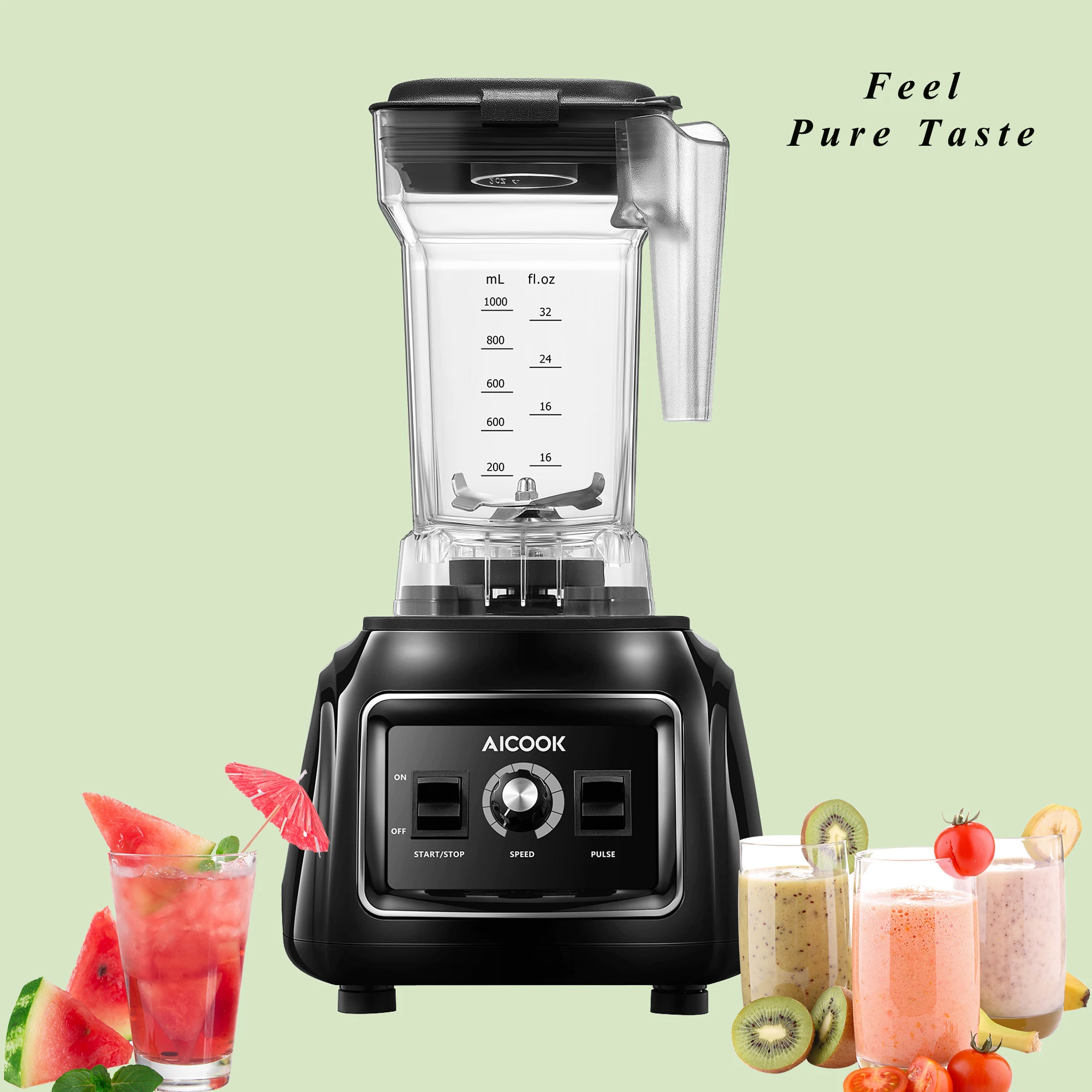 Countertop Blender, 1800W Multi Speeds Control, 316 Stainless Steel Blades, 60OZ Pitcher
Countertop Blender, 1800W Multi Speeds Control, 316 Stainless Steel Blades, 60OZ Pitcher