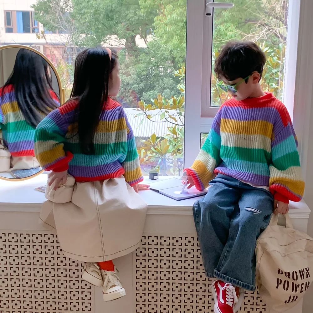 Children Clothing Kids Sweater 2023 Spring New Fashionable Boys and Girls Korean Style Rainbow Knitted Pullover Loose Sweater
Children Clothing Kids Sweater 2023 Spring New Fashionable Boys and Girls Korean Style Rainbow Knitted Pullover Loose Sweater