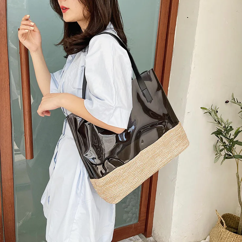 Large Capacity Straw Woven Stitching Bag Summer Beach Jelly PVC Transparent Women's Shoulder Handbag 2022 New
Large Capacity Straw Woven Stitching Bag Summer Beach Jelly PVC Transparent Women's Shoulder Handbag 2022 New