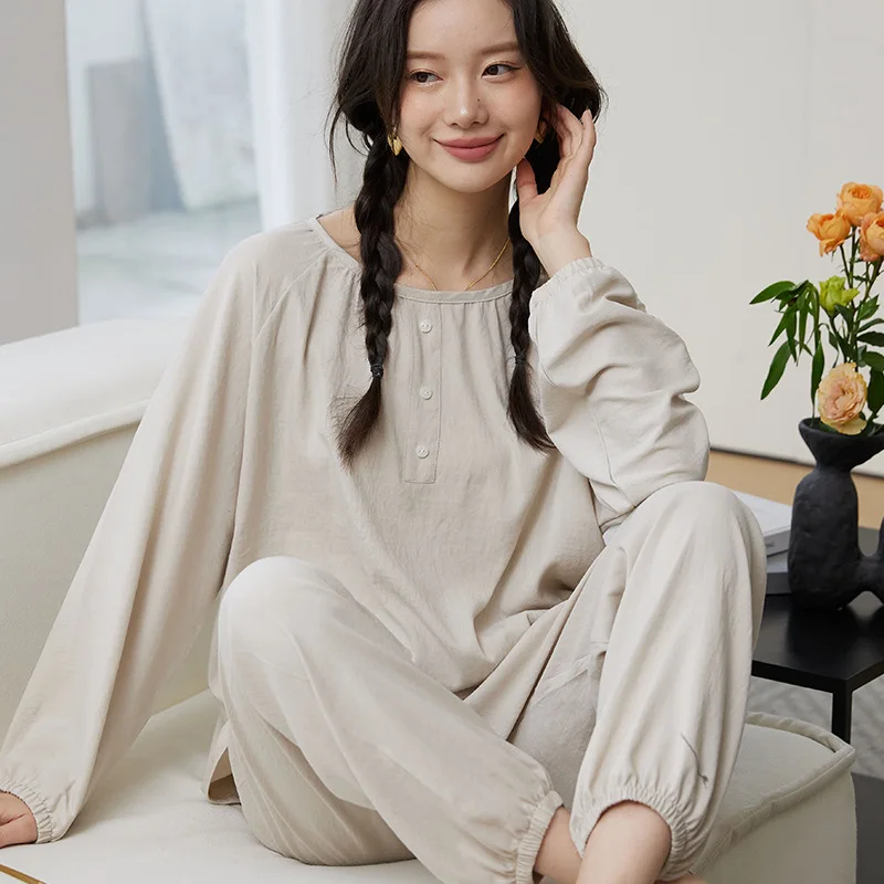 New Home Service Women's Pijamas Spring Autumn Sleepwear Suit Casual Round Neck Long-Sleeved Candy Color Ladies Pajamas Set
New Home Service Women's Pijamas Spring Autumn Sleepwear Suit Casual Round Neck Long-Sleeved Candy Color Ladies Pajamas Set