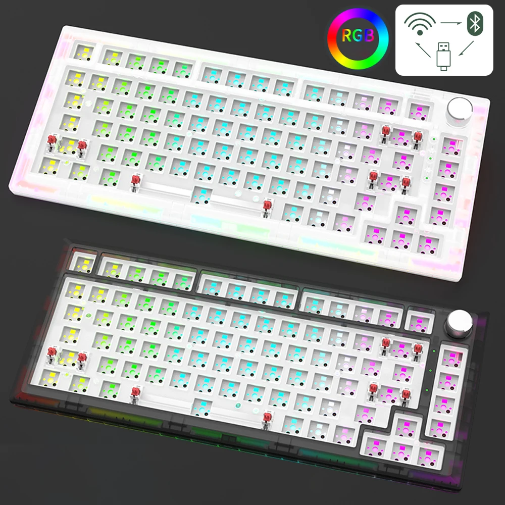 Механическая клавиатура в комплекте 75% с RGB подсветкой Bluetooth 2 4G беспроводная