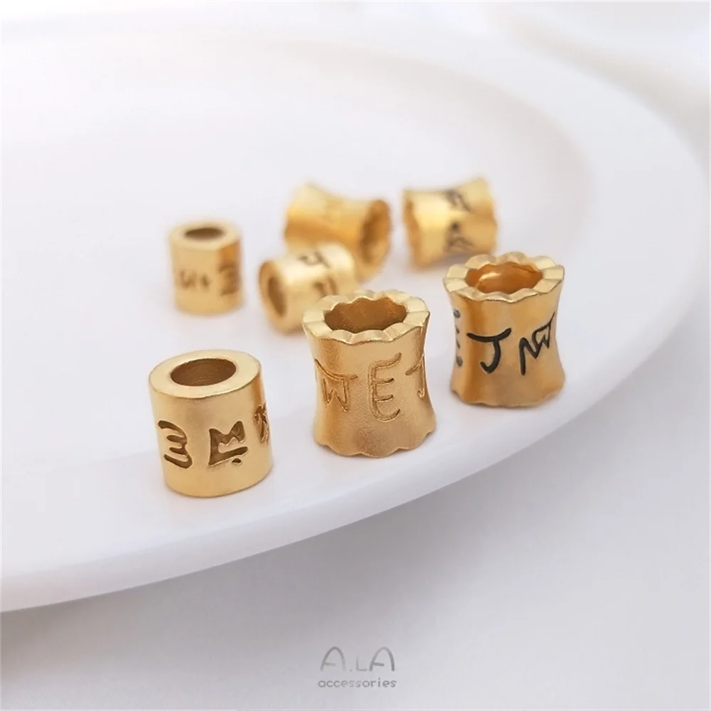

Vietnam sand gold six characters of truth barrel beads pendant transit spacer beads diy bracelet necklace jewelry accessories