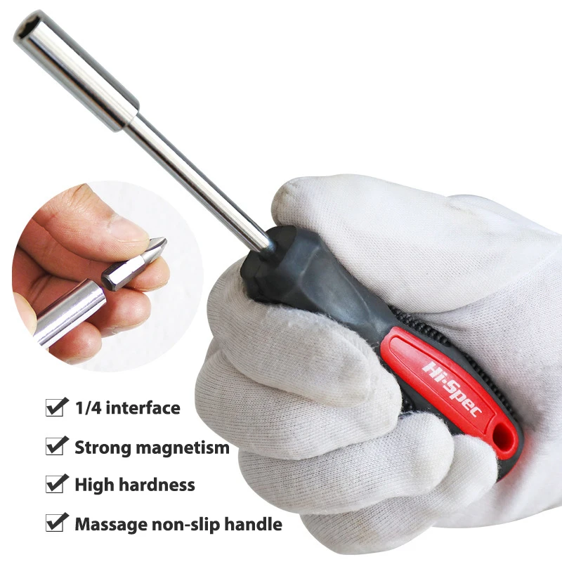 6.35mm 1/4 Ratchet Screwdriver Bit Holder Handle Multifunctional Magnetic Bit Driver For Slotted Hex Torx Phillips Bit
6.35mm 1/4 Ratchet Screwdriver Bit Holder Handle Multifunctional Magnetic Bit Driver For Slotted Hex Torx Phillips Bit