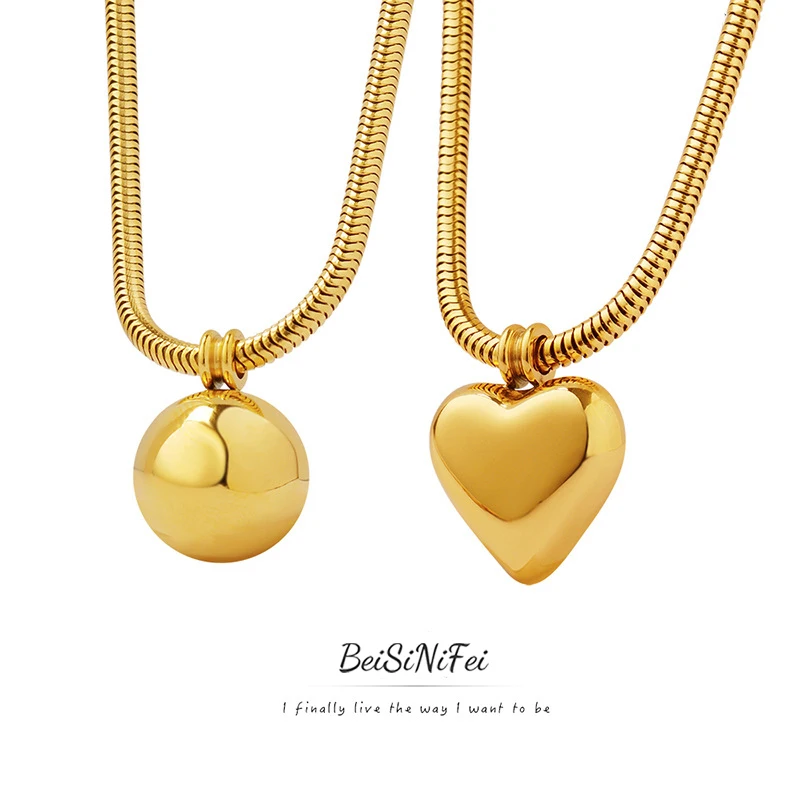 Stainless steel necklace for women Punk Wind Round Snake Chain Exclusive Design Ball Peach Heart Pendant Necklace Sexy Versatile
Stainless steel necklace for women Punk Wind Round Snake Chain Exclusive Design Ball Peach Heart Pendant Necklace Sexy Versatile