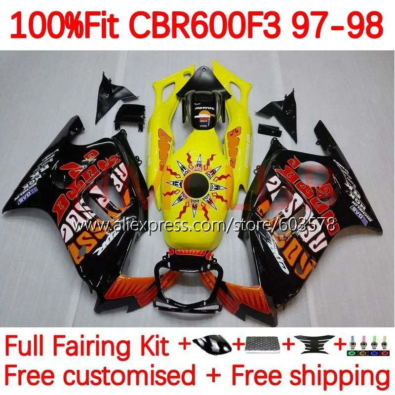 Injection Body For HONDA CBR600F3 CBR 600F3 600 CC FS F3 CBR600 F3 1997 1998 CBR600FS 97 98 Fairing +Tank 142No.0 Repsol Orange
Injection Body For HONDA CBR600F3 CBR 600F3 600 CC FS F3 CBR600 F3 1997 1998 CBR600FS 97 98 Fairing +Tank 142No.0 Repsol Orange