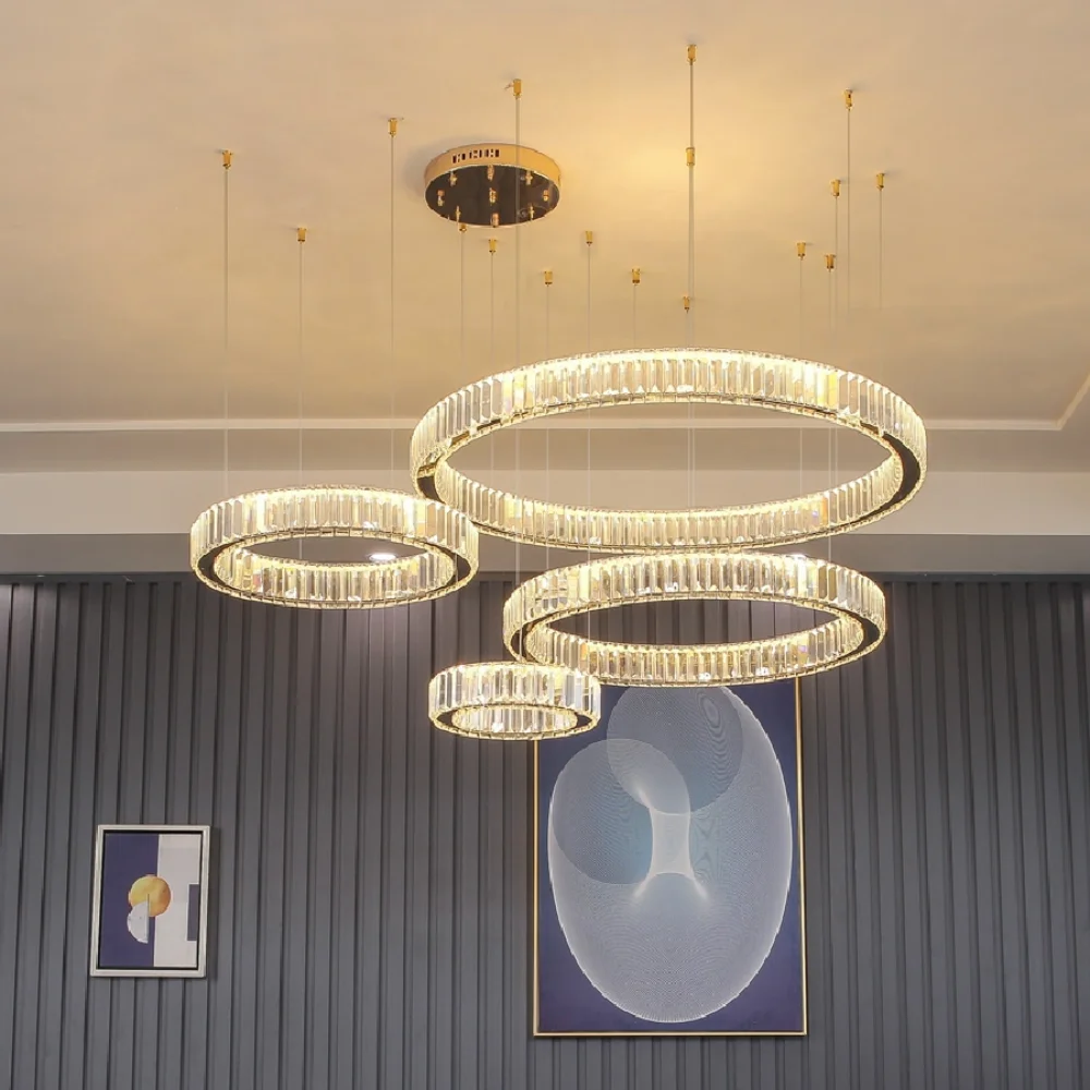 LED pendant lamp Modern Luxury Crystal Villa Staircase Dimmable Foyer Hanging Light
LED pendant lamp Modern Luxury Crystal Villa Staircase Dimmable Foyer Hanging Light