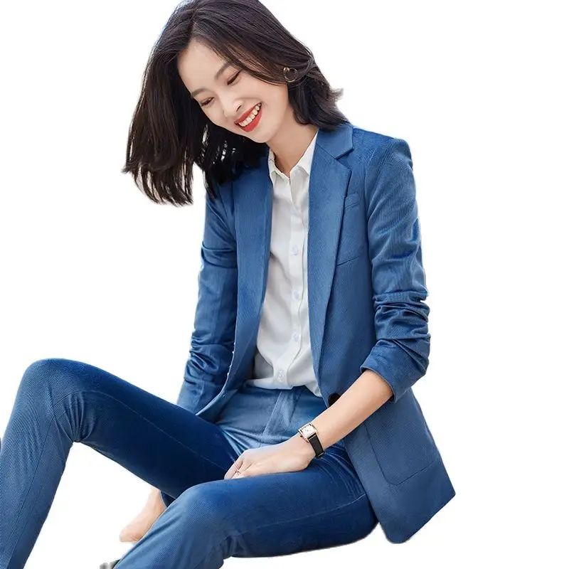 High Quality Fabric Velvet Formal Women Business Suits with Pants and Jackets Coat Autumn Winter Ladies Office Pantsuits Blazers
High Quality Fabric Velvet Formal Women Business Suits with Pants and Jackets Coat Autumn Winter Ladies Office Pantsuits Blazers