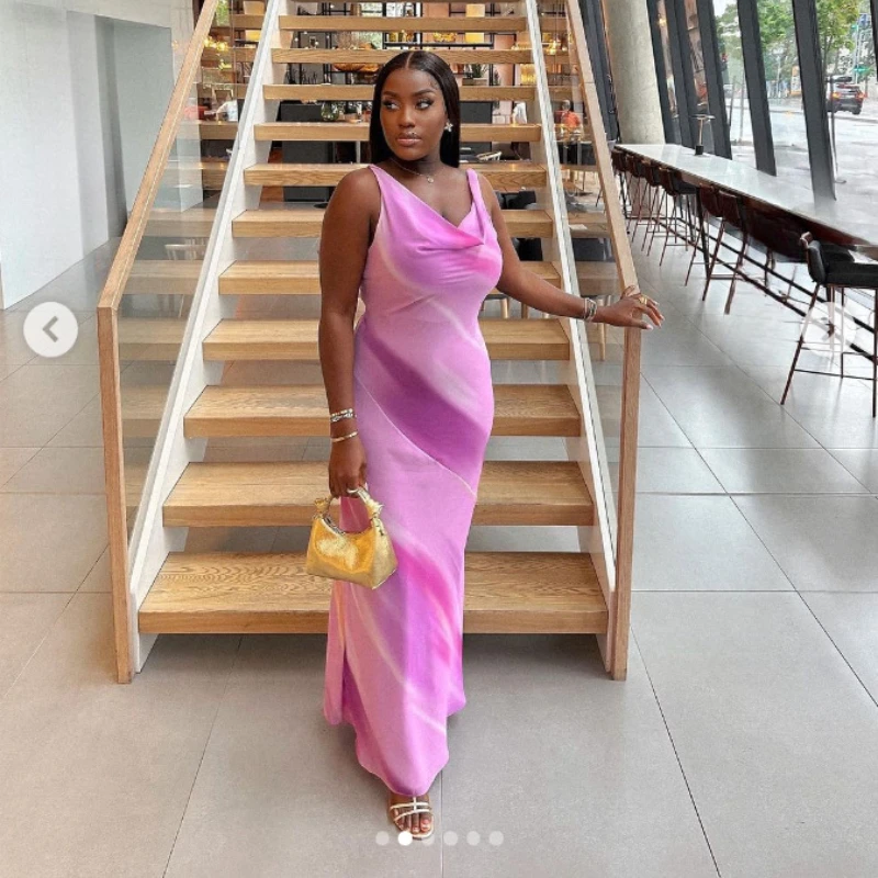 Summer Striped Off Shoulder Beach Vacation Vestidos Dress Women Elegant Tie Dyed Gradient Backless Sleeveless Slim Long Dresses 
Summer Striped Off Shoulder Beach Vacation Vestidos Dress Women Elegant Tie Dyed Gradient Backless Sleeveless Slim Long Dresses