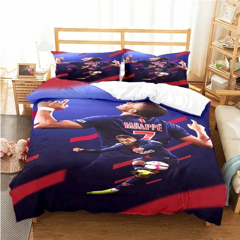 

Комплект постельного белья с изображением футбольной звезды Kylian № 10 для мальчиков и девочек, двуспальный размер, пододеяльник, наволочка, кровать для детей и взрослых, домашний текстиль