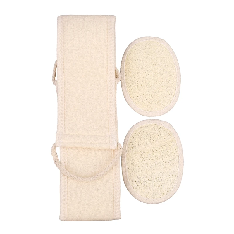 

Loofah Exfoliating Back Scrubber For Shower, Double Side Scrubbing Strap, Body Bath Sponge With 100% Natural Luffa, Back Washer