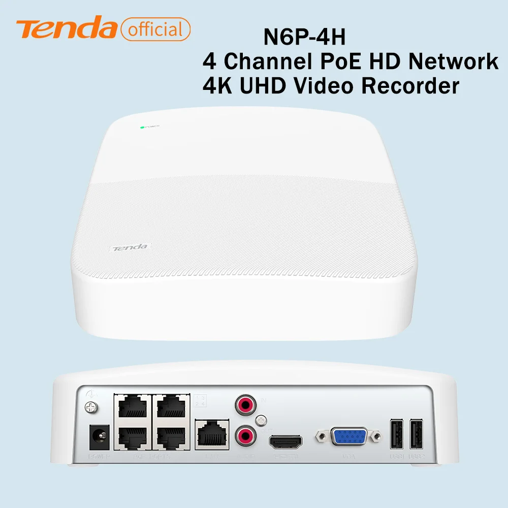 Tenda 8 Channel 4 Channel PoE 4K UHD Network Video Recorder NVR 250m Long-Distance H.265 Video Compression 10TB Capacity App
Tenda 8 Channel 4 Channel PoE 4K UHD Network Video Recorder NVR 250m Long-Distance H.265 Video Compression 10TB Capacity App