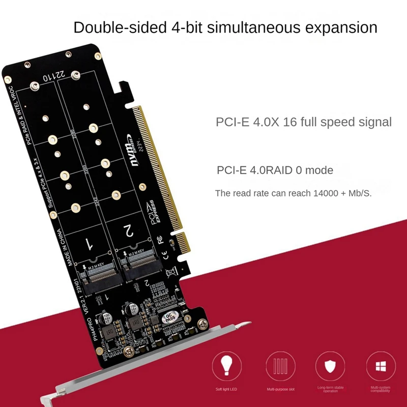 Double-Sided 4-Disk NVME RAID Card Pciex16 To M.2 M-Key Nvmex4ssd 2U Server RAID Array Expansion Adapter Split Card
Double-Sided 4-Disk NVME RAID Card Pciex16 To M.2 M-Key Nvmex4ssd 2U Server RAID Array Expansion Adapter Split Card