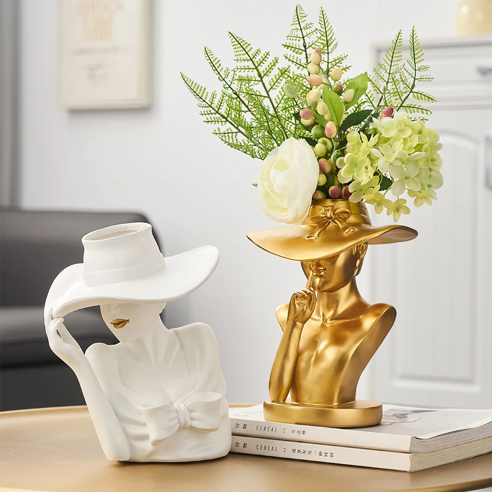 Modern Home Decor Resin Statue Abstract Flower Pot Golden Modern girl Sculpture Living Room Decoration Office European Decor
Modern Home Decor Resin Statue Abstract Flower Pot Golden Modern girl Sculpture Living Room Decoration Office European Decor