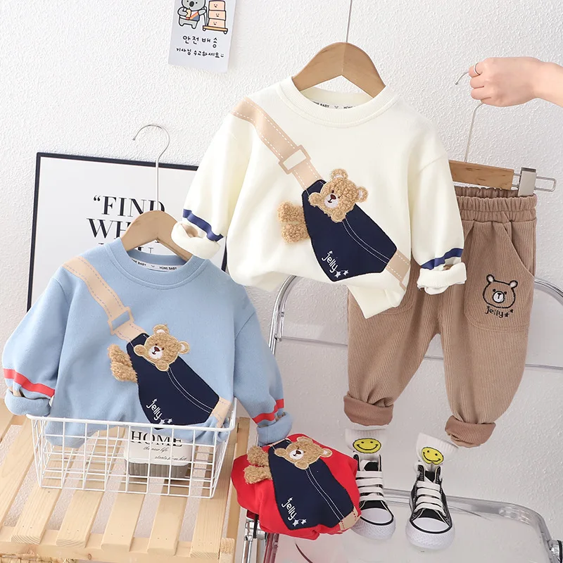 2023 Korean Spring Baby Boy 2PCS Clothes Set Embroidery Patch Cartoon Bag Bear Sweatshirt Corduroy Pants Suit Toddler Boy Outfit
2023 Korean Spring Baby Boy 2PCS Clothes Set Embroidery Patch Cartoon Bag Bear Sweatshirt Corduroy Pants Suit Toddler Boy Outfit