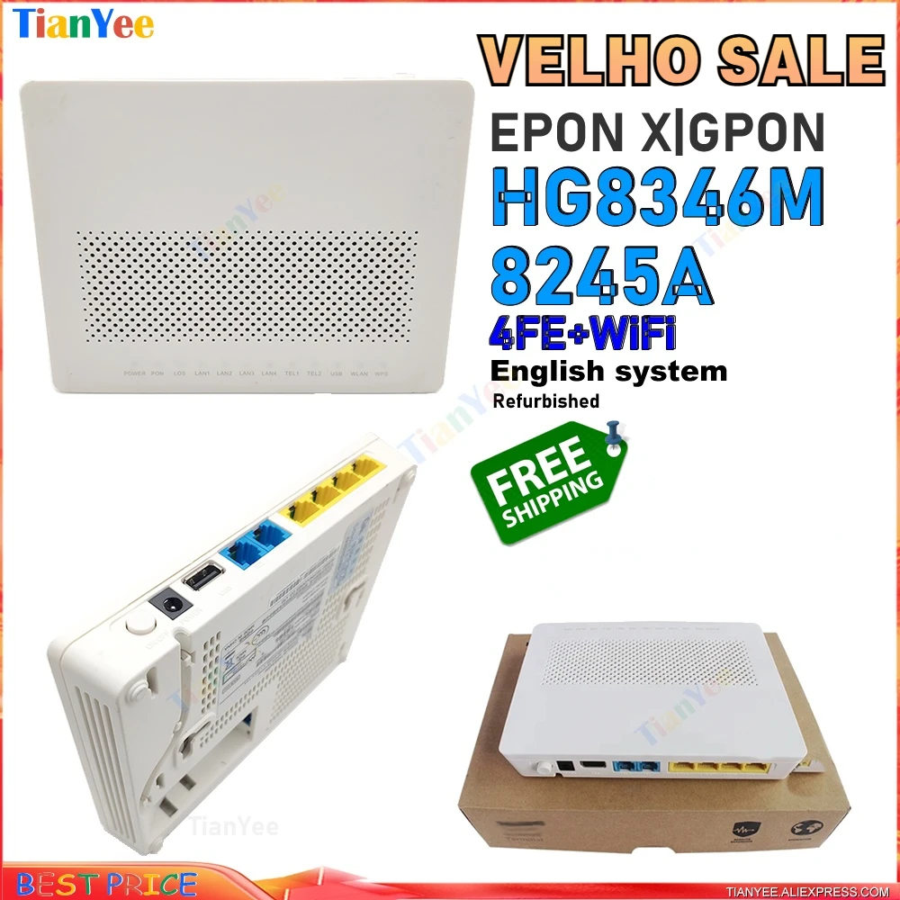 5/7/10pcs Lot Free shipping Secondhand HG8346M 8245C 8245A 4FE+2POTS+WiFi EPON GPON XPON wifi ONU FTTH Eng OS Mordem Router
5/7/10pcs Lot Free shipping Secondhand HG8346M 8245C 8245A 4FE+2POTS+WiFi EPON GPON XPON wifi ONU FTTH Eng OS Mordem Router