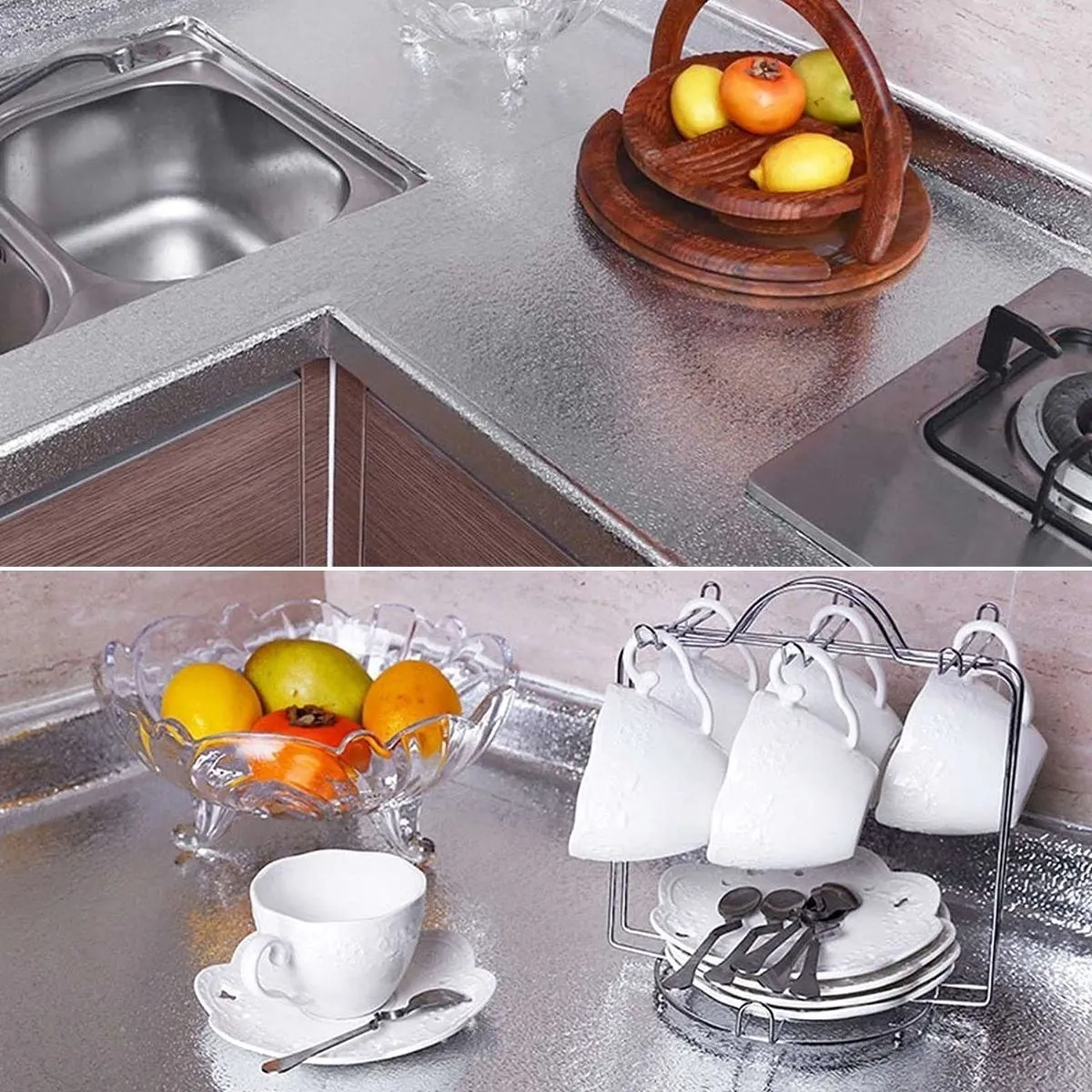 10 meters Self-Adhesive Erasable Kitchen Counter Top Sticker Foil Silver Color Ergonomic Design Practical Products
10 meters Self-Adhesive Erasable Kitchen Counter Top Sticker Foil Silver Color Ergonomic Design Practical Products