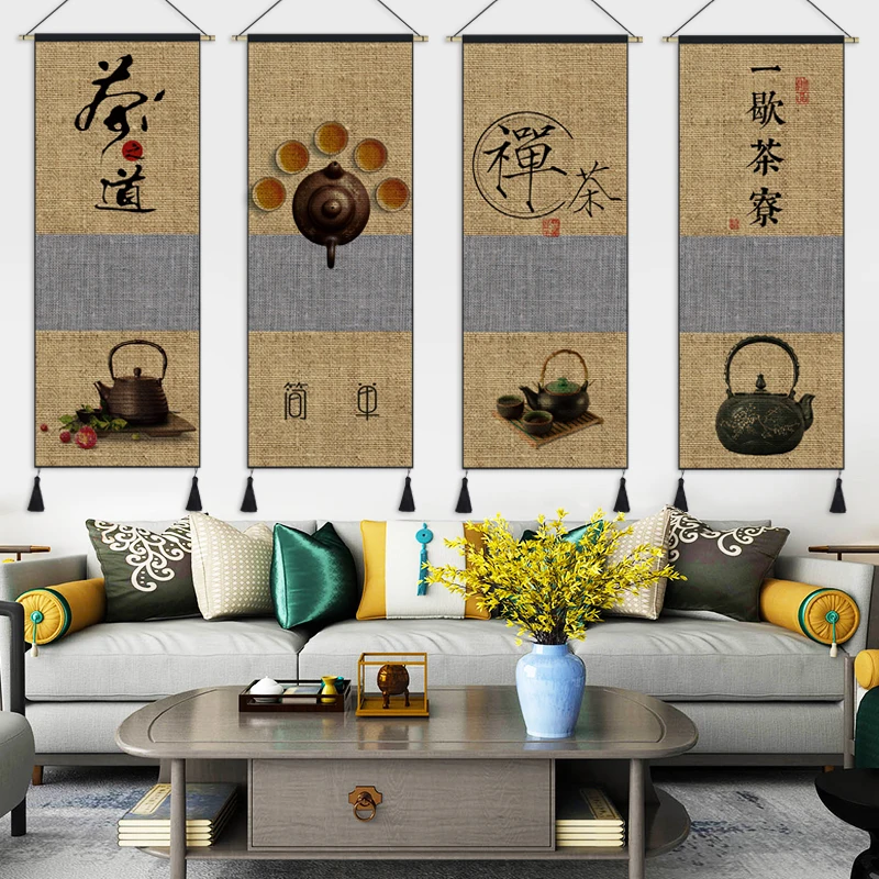 Chinese Style Cloth Art Hanging Painting Tea Room Background Living Room Decorative Lotus Calligraphy Study Cloth Tapestry Mural 
Chinese Style Cloth Art Hanging Painting Tea Room Background Living Room Decorative Lotus Calligraphy Study Cloth Tapestry Mural