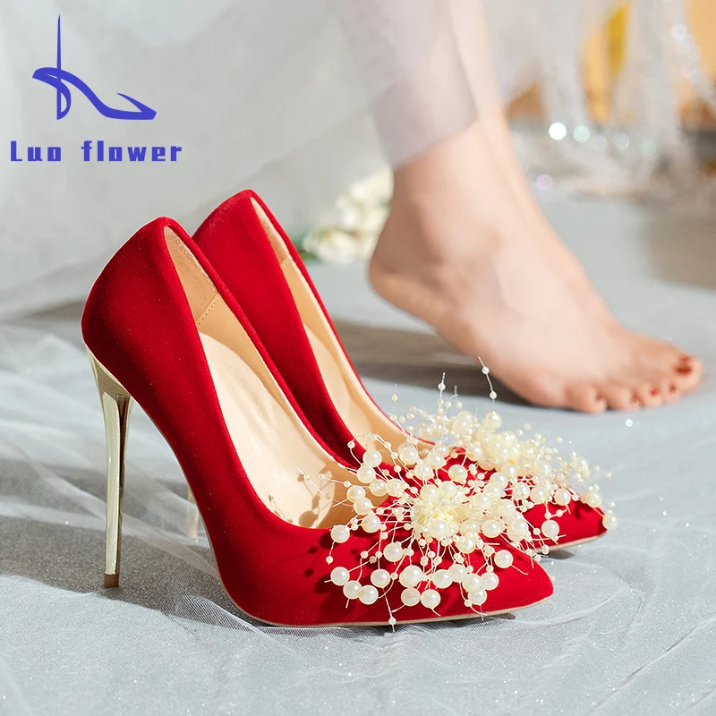 Sexy Red Velvet Wedding Women Shoes Luxury Pearl Pointed Toe Pumps Stiletto Super High Heels 12cm Dress Shoes Plus Size 35-45 T
Sexy Red Velvet Wedding Women Shoes Luxury Pearl Pointed Toe Pumps Stiletto Super High Heels 12cm Dress Shoes Plus Size 35-45 T