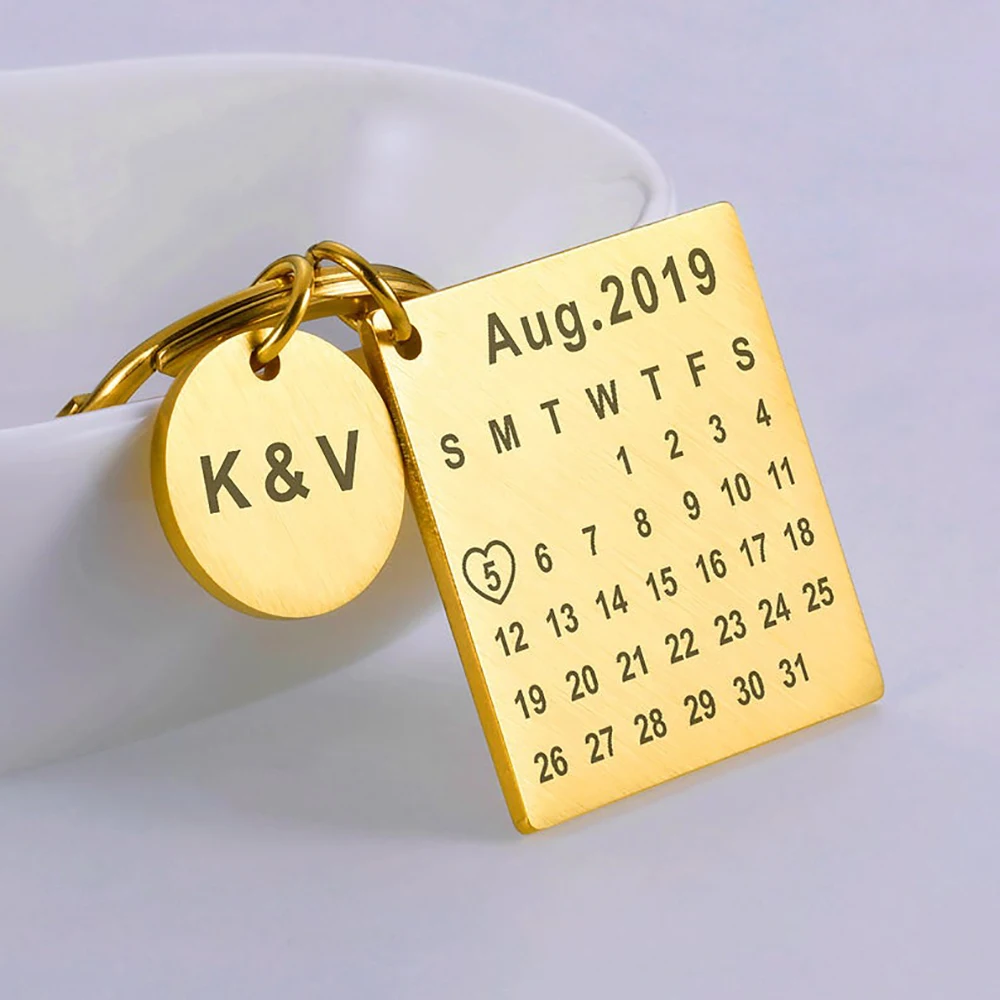 Personalized special day calendar stainless steel keychain key ring jewelry anniversary gift for family
Personalized special day calendar stainless steel keychain key ring jewelry anniversary gift for family