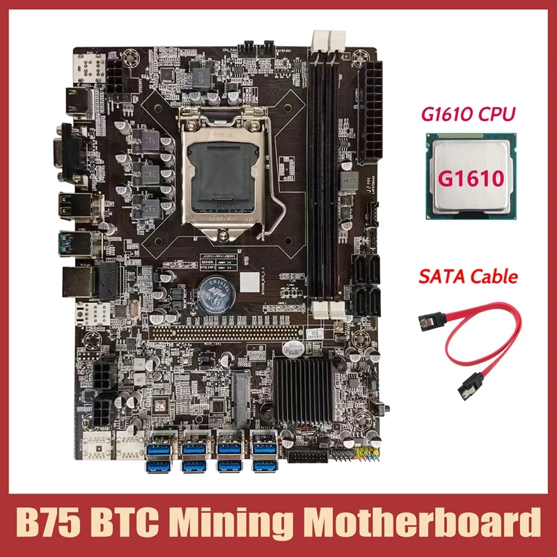 B75 BTC Mining Motherboard+G1610 CPU+SATA Cable LGA1155 8XPCIE USB Adapter DDR3 MSATA B75 USB BTC Miner Motherboard
B75 BTC Mining Motherboard+G1610 CPU+SATA Cable LGA1155 8XPCIE USB Adapter DDR3 MSATA B75 USB BTC Miner Motherboard
