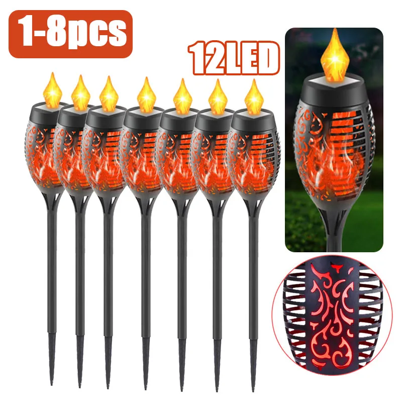 12 LED Lawn Decorative Lights Waterproof Solar Outdoor Flame Torch Light Auto On Off Flickering Flame Lamp for Driveways Trails
12 LED Lawn Decorative Lights Waterproof Solar Outdoor Flame Torch Light Auto On Off Flickering Flame Lamp for Driveways Trails