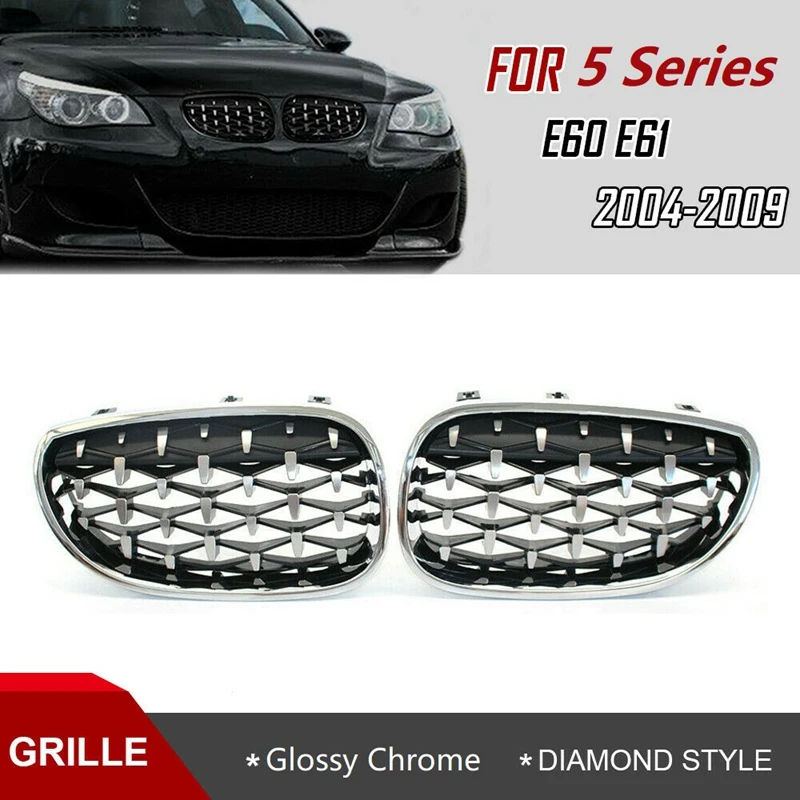 Front Kidney Grille Grill Chrome Diamond Style for -BMW 5-Series E60 E61 5 Series 520I 535I 550I 2004-2009
Front Kidney Grille Grill Chrome Diamond Style for -BMW 5-Series E60 E61 5 Series 520I 535I 550I 2004-2009
