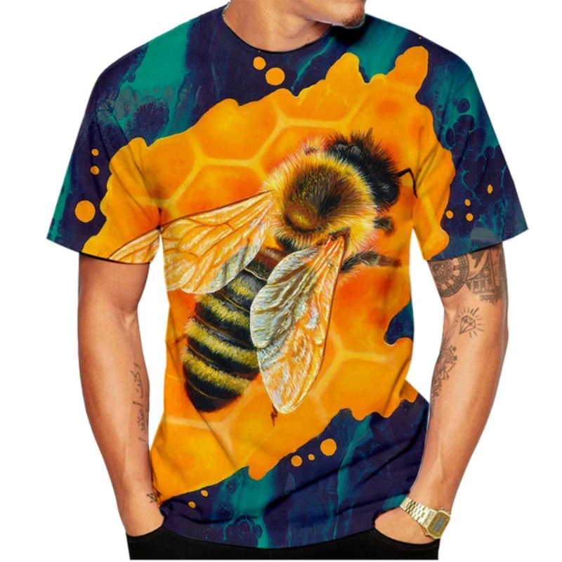 Summer Men's and Women's 3D Bee Printed T-shirt, Fun Casual Breathable Short Sleeves, Polyester Fiber, 2023
Summer Men's and Women's 3D Bee Printed T-shirt, Fun Casual Breathable Short Sleeves, Polyester Fiber, 2023