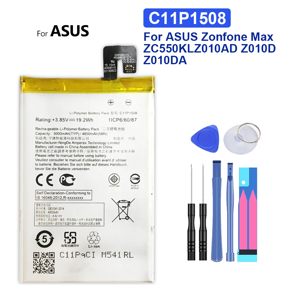 C11P1508 Battery For ASUS Zenfone MAX ZC550KL Z010DA 5000Z C550KL Z010AD Z010DD Z010D 4850mAh Battery + Gift Tools
C11P1508 Battery For ASUS Zenfone MAX ZC550KL Z010DA 5000Z C550KL Z010AD Z010DD Z010D 4850mAh Battery + Gift Tools