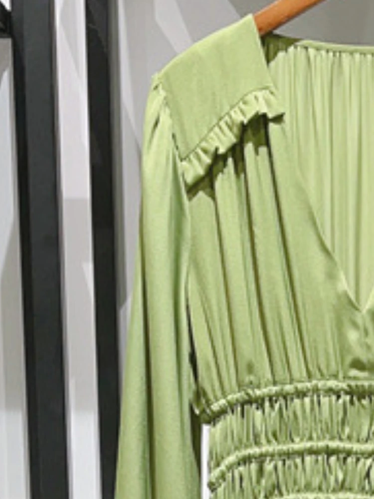 2023 Early Autumn V-neck Lantern Sleeve Irregular Long Dress Women 
2023 Early Autumn V-neck Lantern Sleeve Irregular Long Dress Women