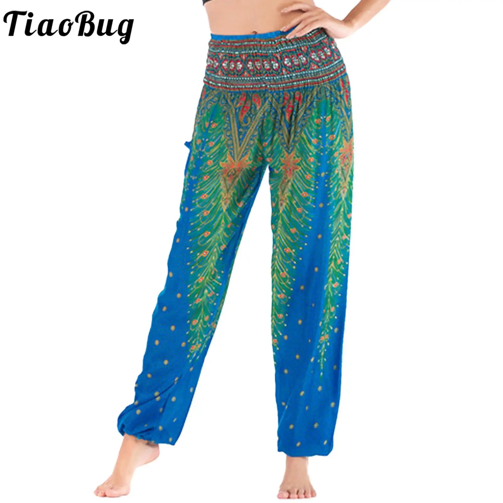 Womens High Waist Bloomers Shirred Peacock Print Elastic Waistband Yoga Pants Vacation Travel Beach Trousers with Pockets
Womens High Waist Bloomers Shirred Peacock Print Elastic Waistband Yoga Pants Vacation Travel Beach Trousers with Pockets