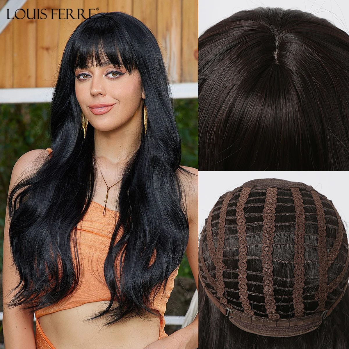 LOUIS FERRE Long Wave Black Wigs with Bangs for Women Natural Synthetic Wig Daily Party Natural Looking Hair Heat Resistant
LOUIS FERRE Long Wave Black Wigs with Bangs for Women Natural Synthetic Wig Daily Party Natural Looking Hair Heat Resistant