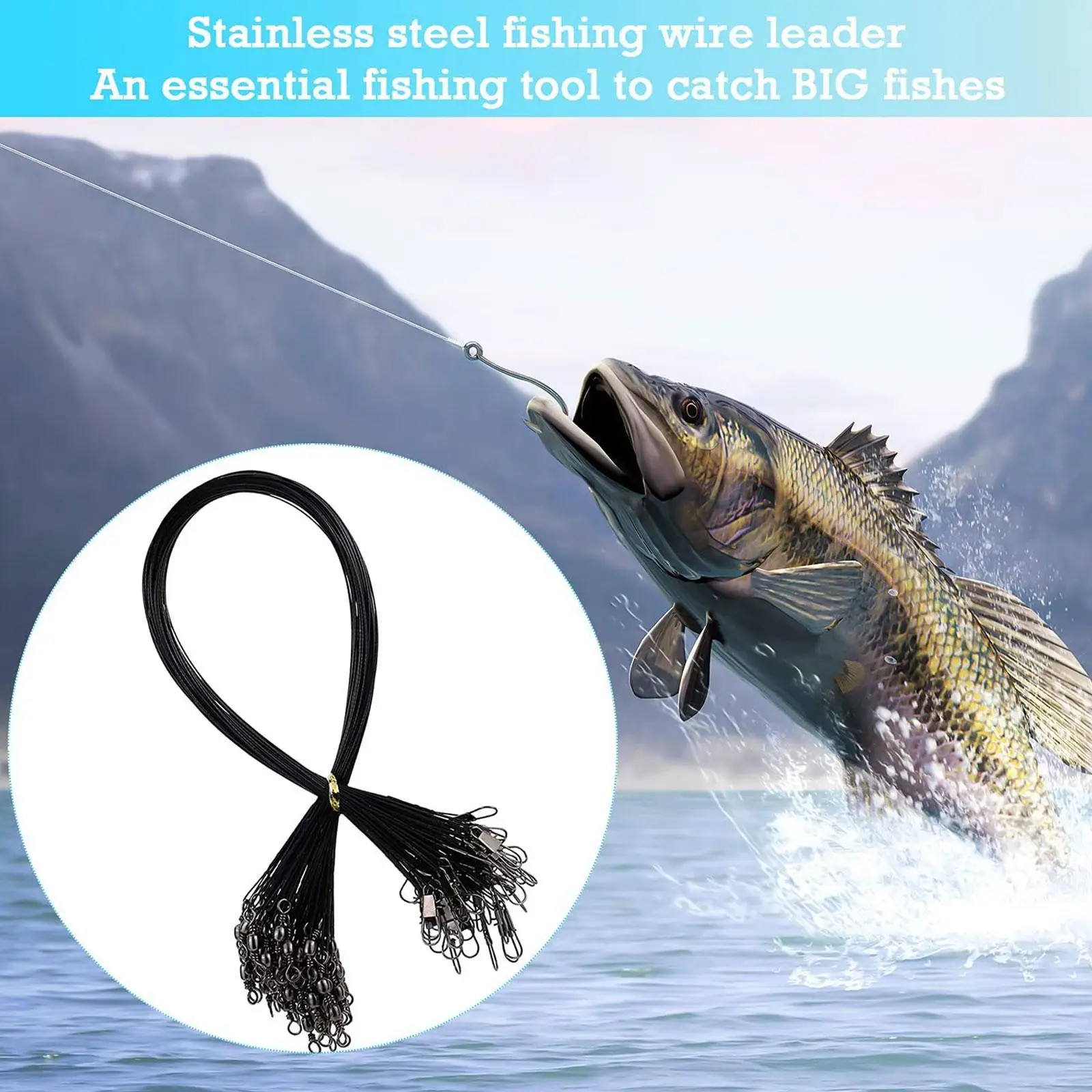 Anti Bite Steel Fishing Line Steel Wire Leader With Swivel Fishing Accessory Lead Core Leash Fishing Wire 20cm
Anti Bite Steel Fishing Line Steel Wire Leader With Swivel Fishing Accessory Lead Core Leash Fishing Wire 20cm