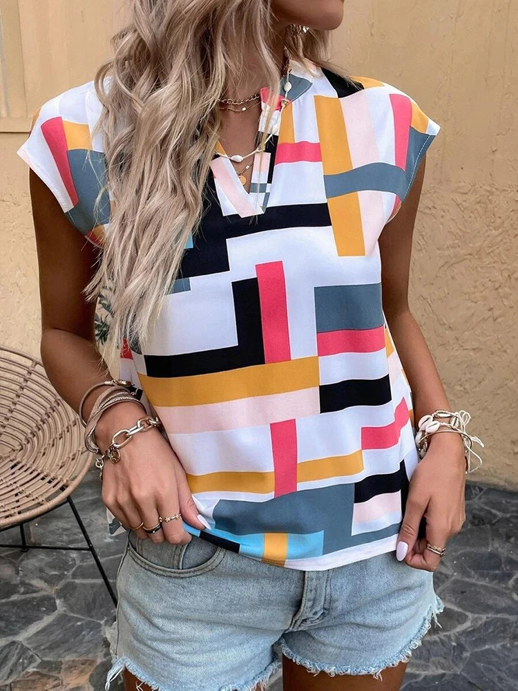 Summer Fashion Printed V Neck Shirt 2023 Women Casual Geometric Sleeveless Pullover Shirts Top Office Loose Ladies Blouse Tops
Summer Fashion Printed V Neck Shirt 2023 Women Casual Geometric Sleeveless Pullover Shirts Top Office Loose Ladies Blouse Tops