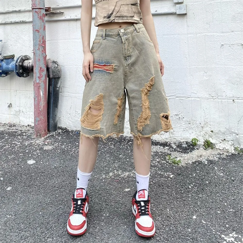 Rust American Vintage Denim Shorts Women's Summer Fashion Brand Perforated Loose Wide Leg Elastic High Waist Jeans Obsolescence
Rust American Vintage Denim Shorts Women's Summer Fashion Brand Perforated Loose Wide Leg Elastic High Waist Jeans Obsolescence