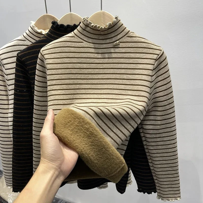Plus Velvet Striped Turtleneck Sweater Winter Thicken Women's Slim Warm Knit Pullover Soft Fleece Lined Bottoming Jumper Tops
Plus Velvet Striped Turtleneck Sweater Winter Thicken Women's Slim Warm Knit Pullover Soft Fleece Lined Bottoming Jumper Tops