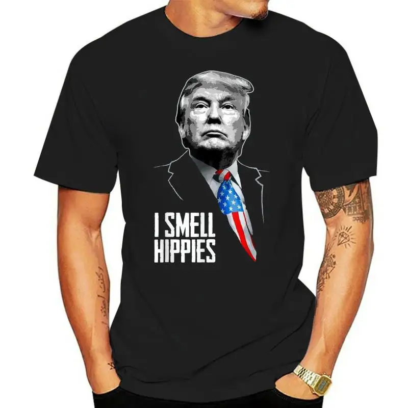 Черная футболка с изображением Трампа Мужская из 100% хлопка надписью I Smell модная