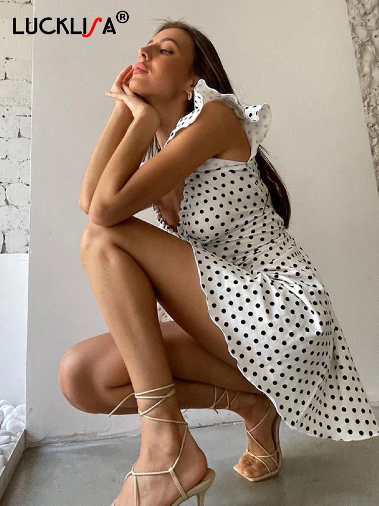 Lucklisa Square Collar Dot Print Mini Dresses Women Summer Party Dress A-Line Elegant Lady Streetwear Dot Dress Skinny Laceup
Lucklisa Square Collar Dot Print Mini Dresses Women Summer Party Dress A-Line Elegant Lady Streetwear Dot Dress Skinny Laceup