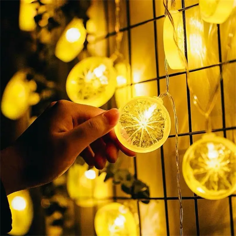 

Светодиодная лампа в виде лимонной строки с аккумулятором в форме фруктов, украшение для летней вечеринки, дня рождения, сетчатый декоративный фон для стены, Праздничный Рождественский кулон